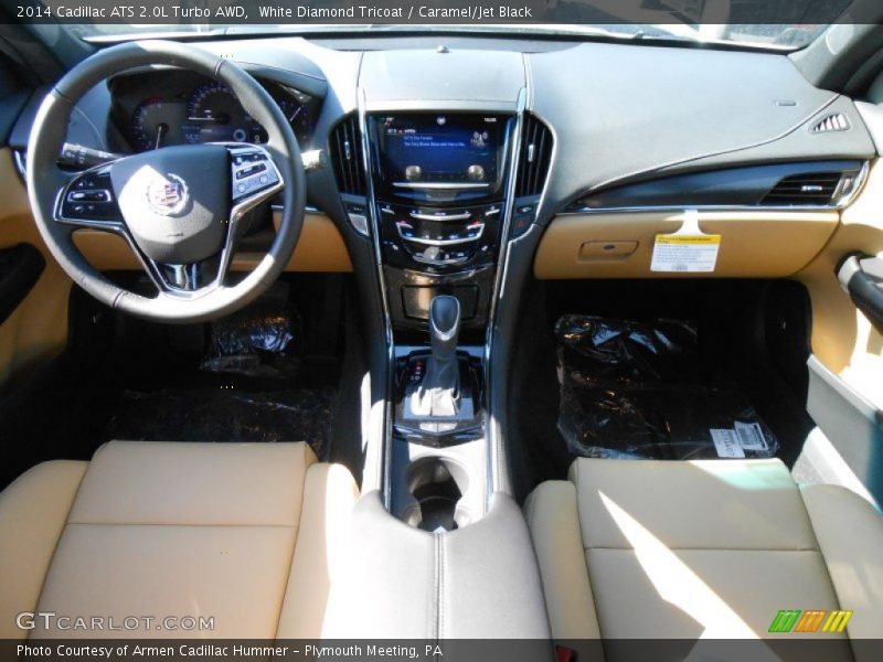 White Diamond Tricoat / Caramel/Jet Black 2014 Cadillac ATS 2.0L Turbo AWD