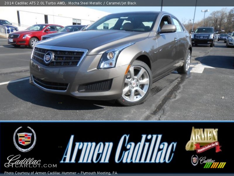 Mocha Steel Metallic / Caramel/Jet Black 2014 Cadillac ATS 2.0L Turbo AWD