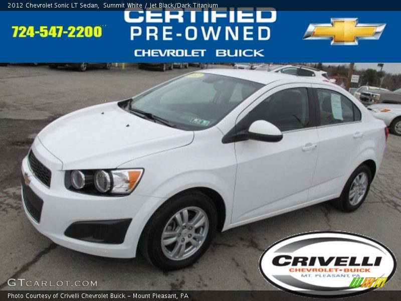 Summit White / Jet Black/Dark Titanium 2012 Chevrolet Sonic LT Sedan