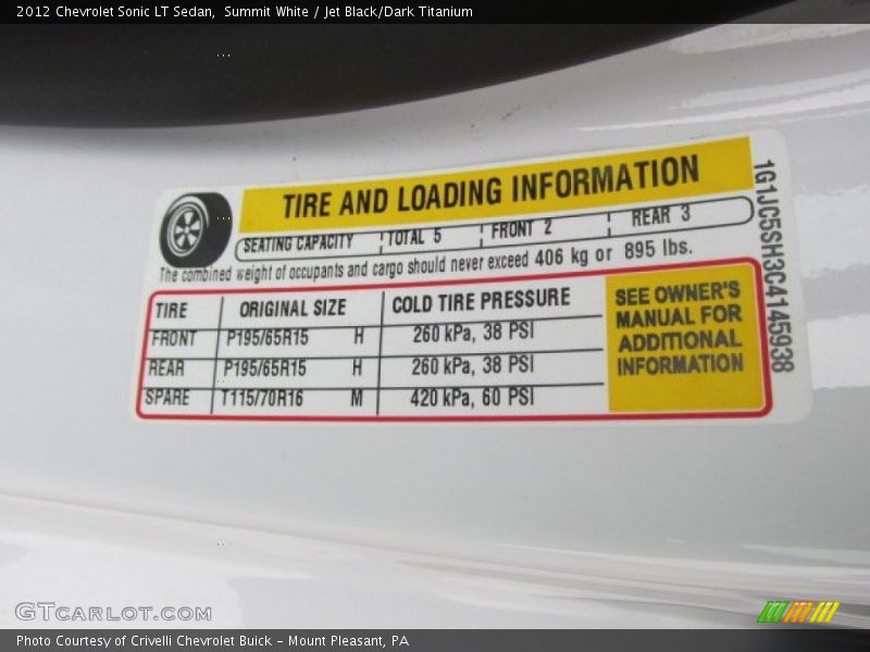 Summit White / Jet Black/Dark Titanium 2012 Chevrolet Sonic LT Sedan