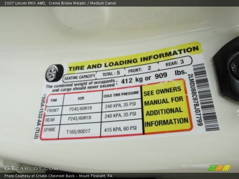 Creme Brulee Metallic / Medium Camel 2007 Lincoln MKX AWD