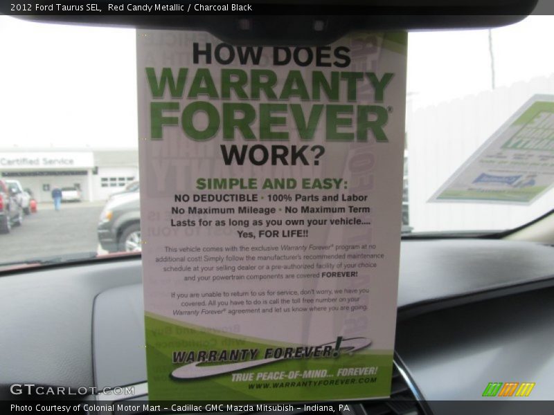 Red Candy Metallic / Charcoal Black 2012 Ford Taurus SEL
