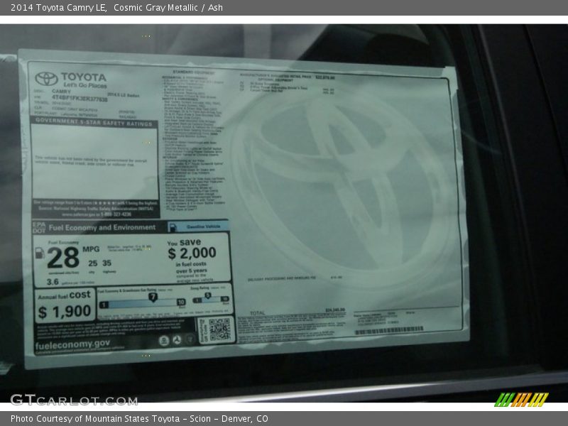 Cosmic Gray Metallic / Ash 2014 Toyota Camry LE