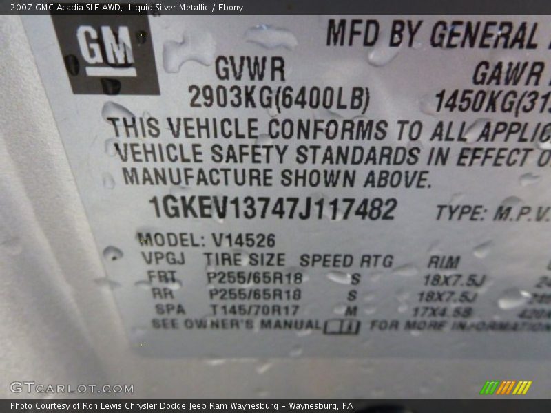 Liquid Silver Metallic / Ebony 2007 GMC Acadia SLE AWD