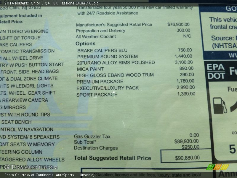 Blu Passione (Blue) / Cuoio 2014 Maserati Ghibli S Q4