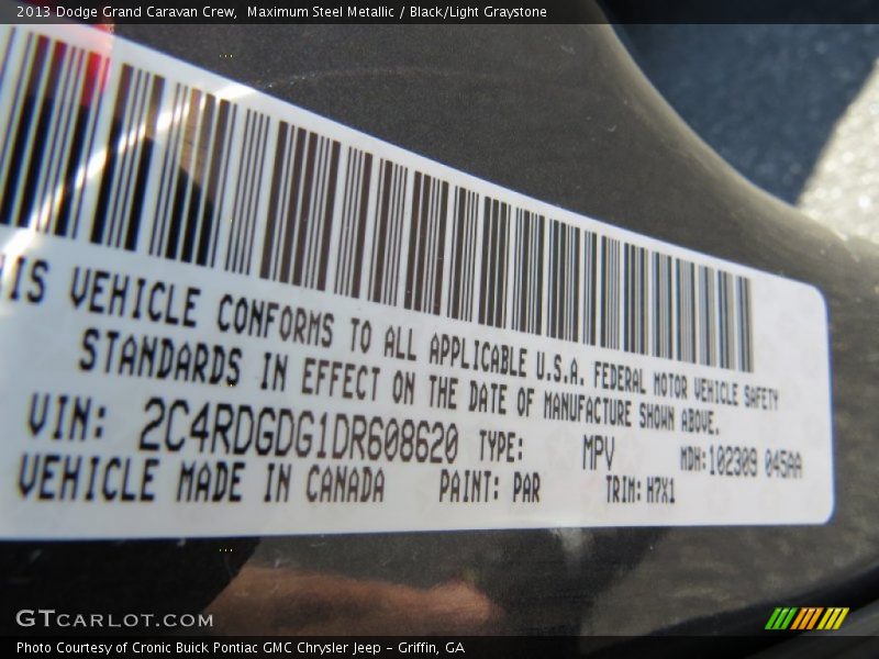 Maximum Steel Metallic / Black/Light Graystone 2013 Dodge Grand Caravan Crew