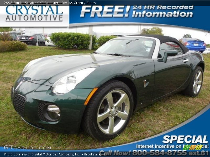 Envious Green / Ebony 2008 Pontiac Solstice GXP Roadster