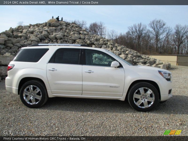 White Diamond Tricoat / Cocoa Dune 2014 GMC Acadia Denali AWD