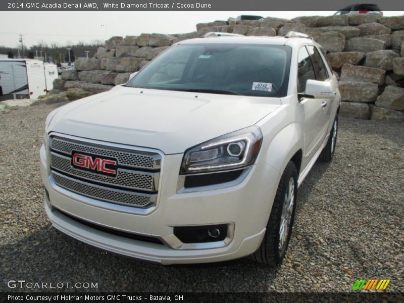 White Diamond Tricoat / Cocoa Dune 2014 GMC Acadia Denali AWD