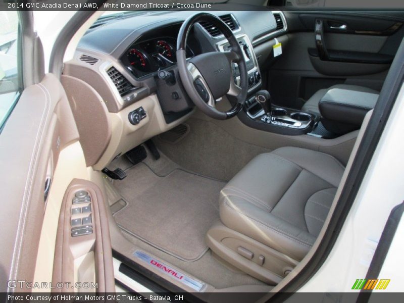 White Diamond Tricoat / Cocoa Dune 2014 GMC Acadia Denali AWD