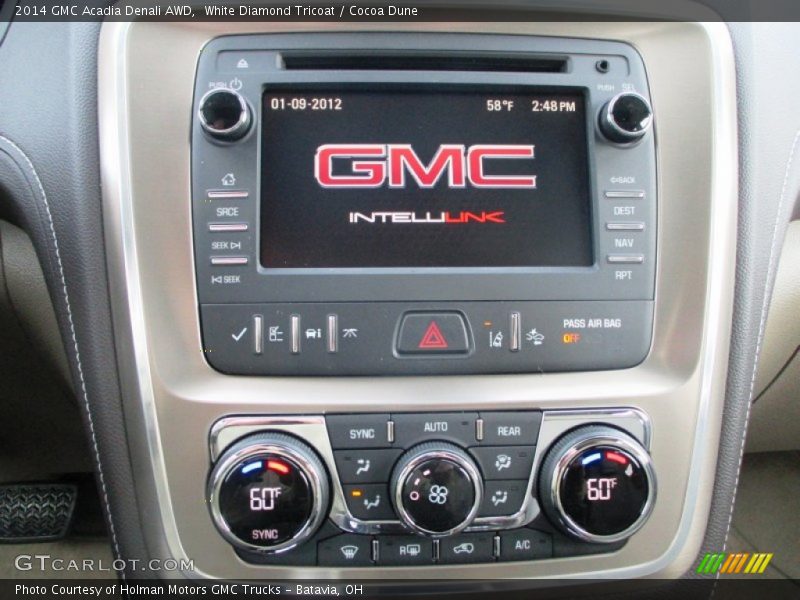 White Diamond Tricoat / Cocoa Dune 2014 GMC Acadia Denali AWD