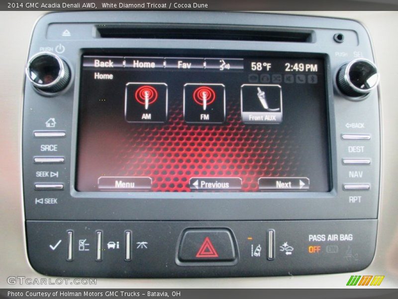 White Diamond Tricoat / Cocoa Dune 2014 GMC Acadia Denali AWD