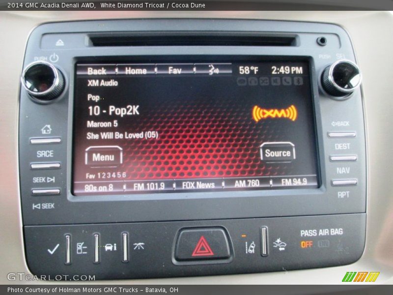 White Diamond Tricoat / Cocoa Dune 2014 GMC Acadia Denali AWD