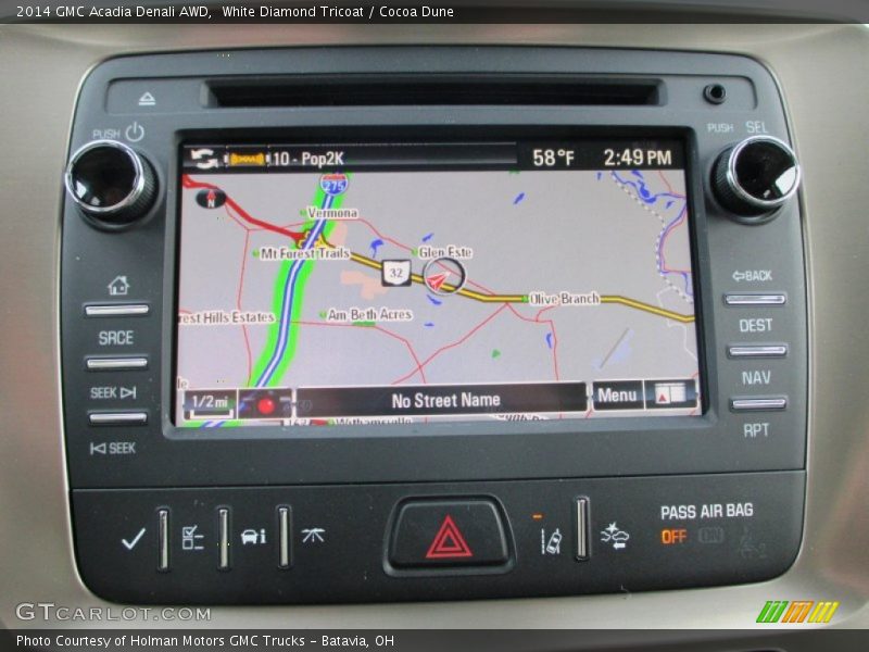 White Diamond Tricoat / Cocoa Dune 2014 GMC Acadia Denali AWD