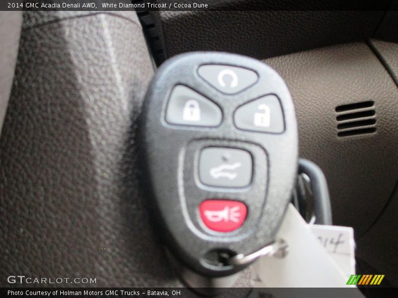 White Diamond Tricoat / Cocoa Dune 2014 GMC Acadia Denali AWD