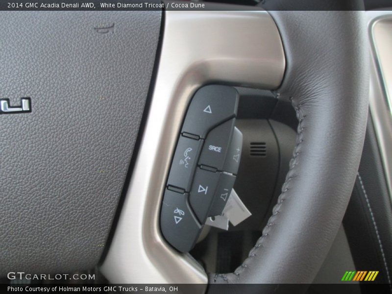 White Diamond Tricoat / Cocoa Dune 2014 GMC Acadia Denali AWD
