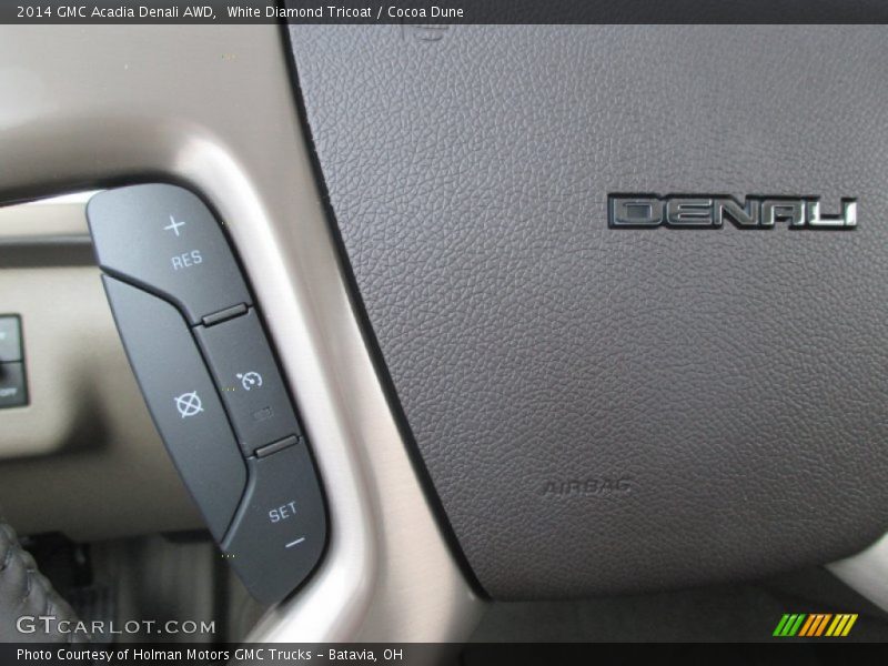 White Diamond Tricoat / Cocoa Dune 2014 GMC Acadia Denali AWD