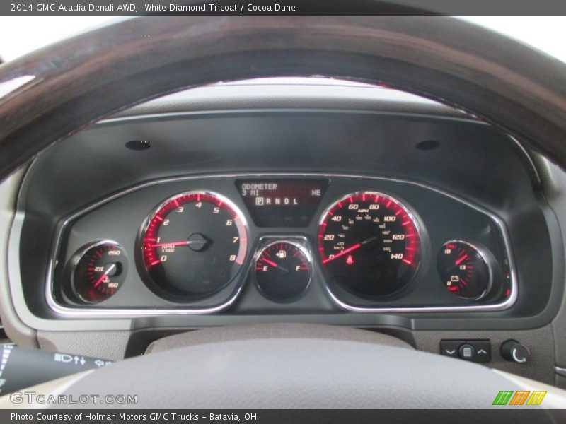 White Diamond Tricoat / Cocoa Dune 2014 GMC Acadia Denali AWD