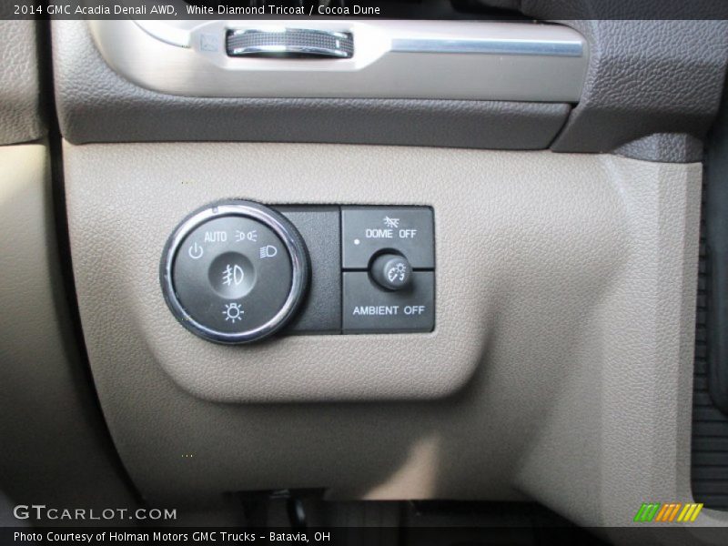 White Diamond Tricoat / Cocoa Dune 2014 GMC Acadia Denali AWD