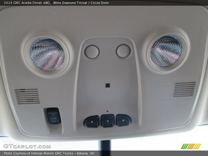 White Diamond Tricoat / Cocoa Dune 2014 GMC Acadia Denali AWD