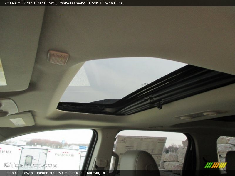 White Diamond Tricoat / Cocoa Dune 2014 GMC Acadia Denali AWD