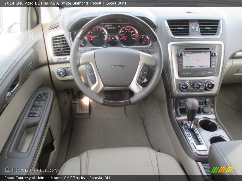 White Diamond Tricoat / Cocoa Dune 2014 GMC Acadia Denali AWD