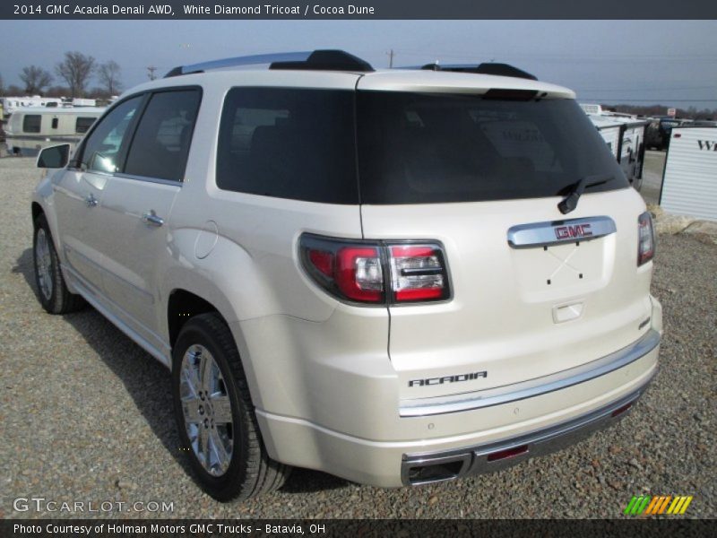 White Diamond Tricoat / Cocoa Dune 2014 GMC Acadia Denali AWD