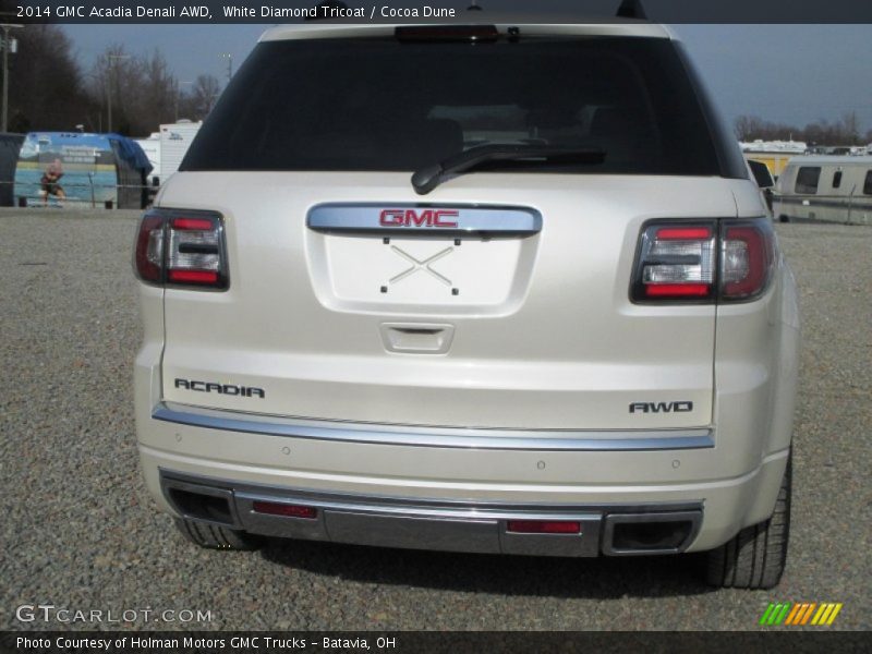 White Diamond Tricoat / Cocoa Dune 2014 GMC Acadia Denali AWD