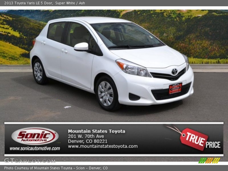 Super White / Ash 2013 Toyota Yaris LE 5 Door