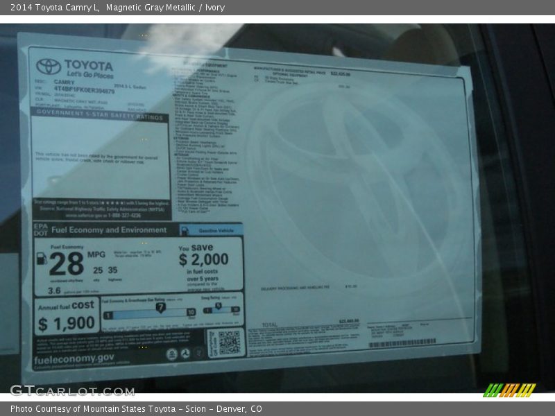 Magnetic Gray Metallic / Ivory 2014 Toyota Camry L