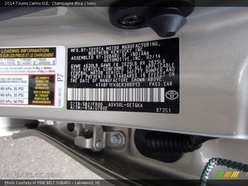 Champagne Mica / Ivory 2014 Toyota Camry XLE