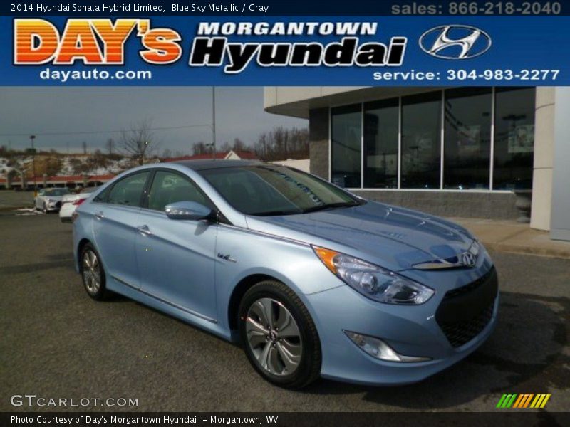 Blue Sky Metallic / Gray 2014 Hyundai Sonata Hybrid Limited