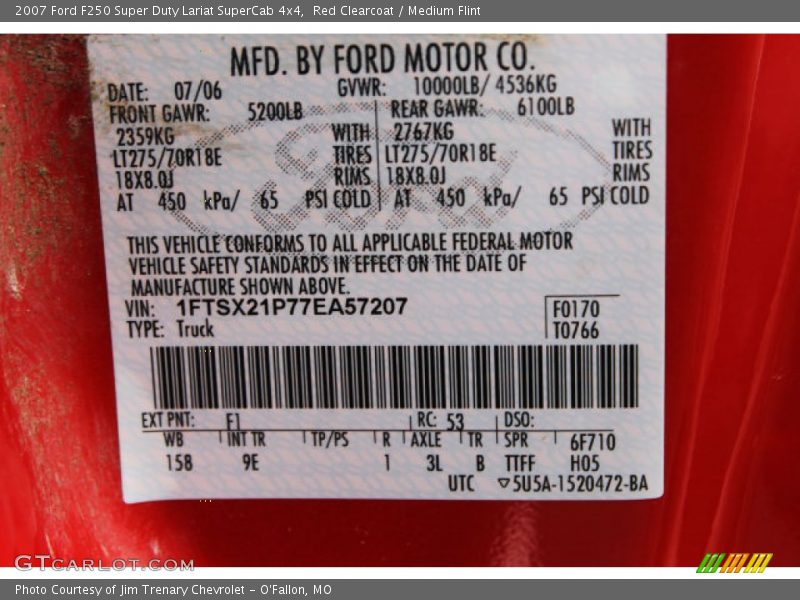 Red Clearcoat / Medium Flint 2007 Ford F250 Super Duty Lariat SuperCab 4x4