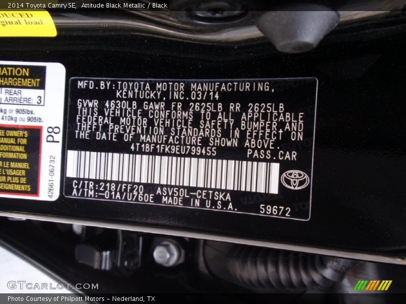 Attitude Black Metallic / Black 2014 Toyota Camry SE