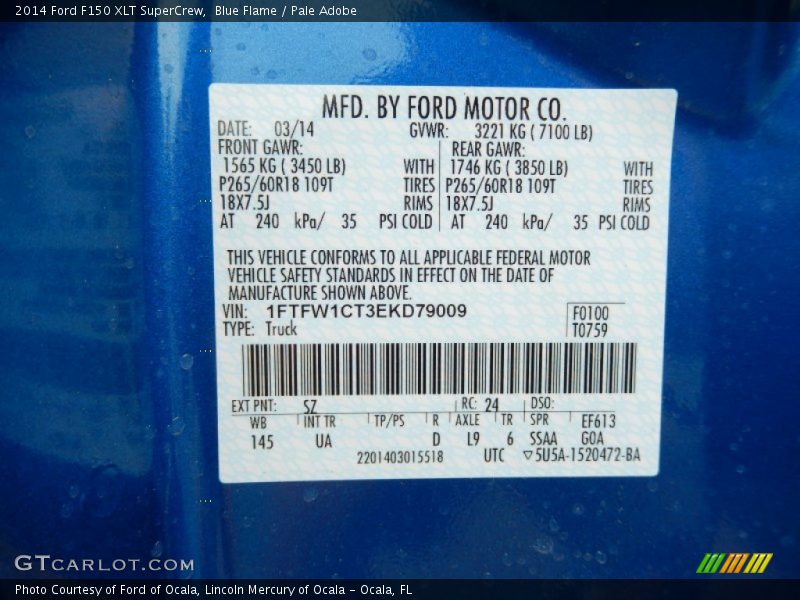 Blue Flame / Pale Adobe 2014 Ford F150 XLT SuperCrew