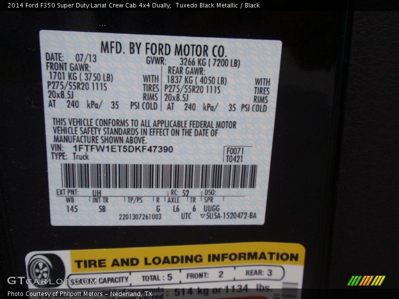 Tuxedo Black Metallic / Black 2014 Ford F350 Super Duty Lariat Crew Cab 4x4 Dually