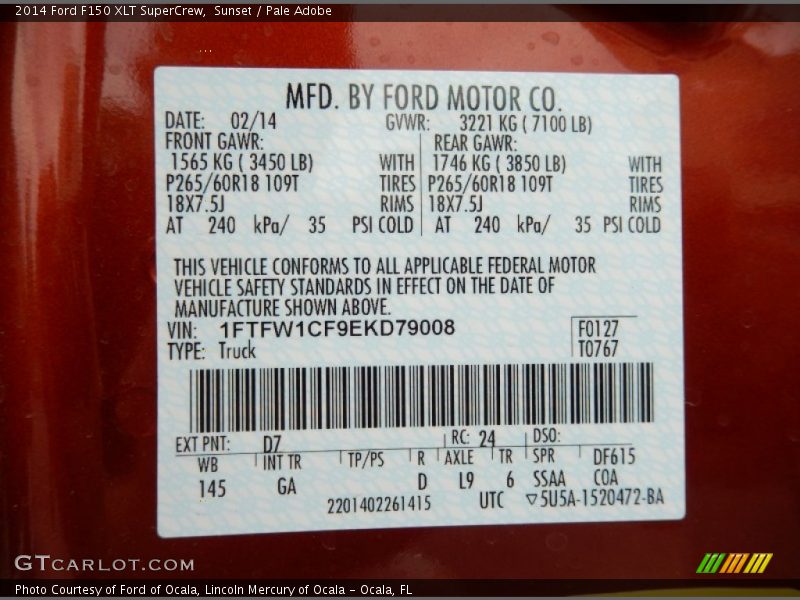 Sunset / Pale Adobe 2014 Ford F150 XLT SuperCrew