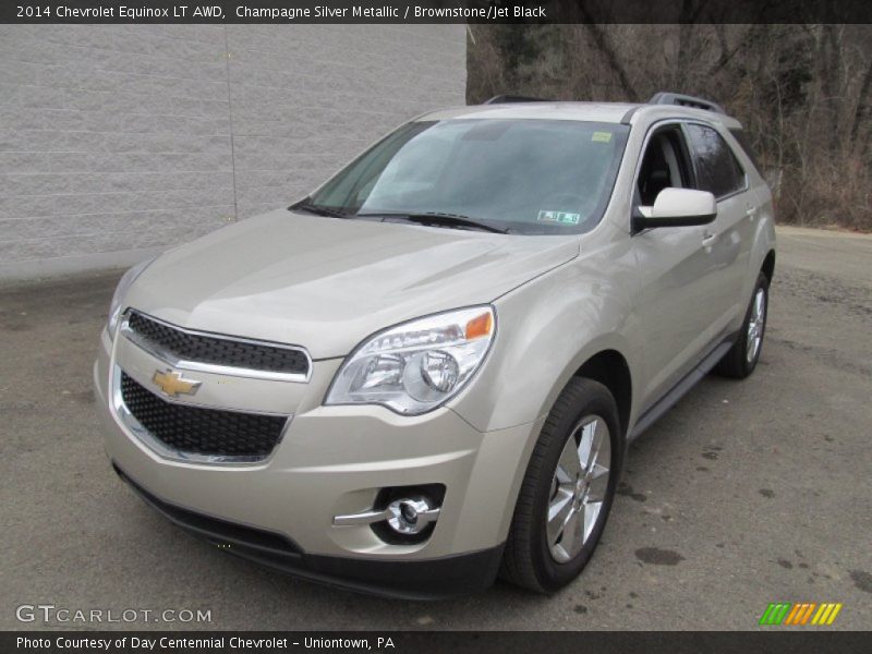 Champagne Silver Metallic / Brownstone/Jet Black 2014 Chevrolet Equinox LT AWD