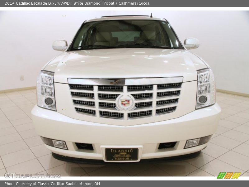 White Diamond Tricoat / Cashmere/Cocoa 2014 Cadillac Escalade Luxury AWD