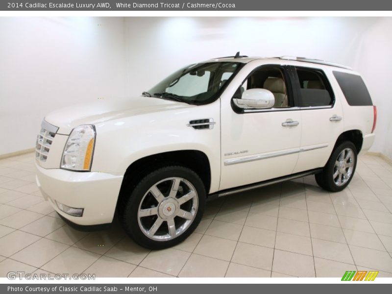 White Diamond Tricoat / Cashmere/Cocoa 2014 Cadillac Escalade Luxury AWD