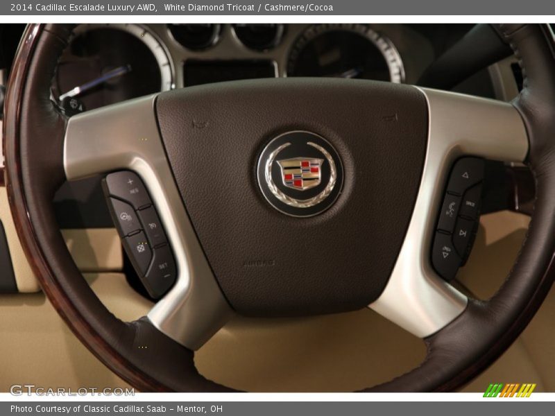 White Diamond Tricoat / Cashmere/Cocoa 2014 Cadillac Escalade Luxury AWD