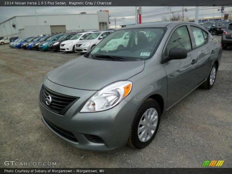 Magnetic Gray / Charcoal 2014 Nissan Versa 1.6 S Plus Sedan