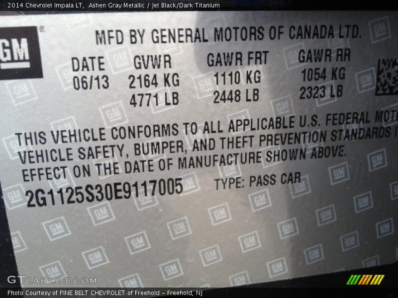 Ashen Gray Metallic / Jet Black/Dark Titanium 2014 Chevrolet Impala LT