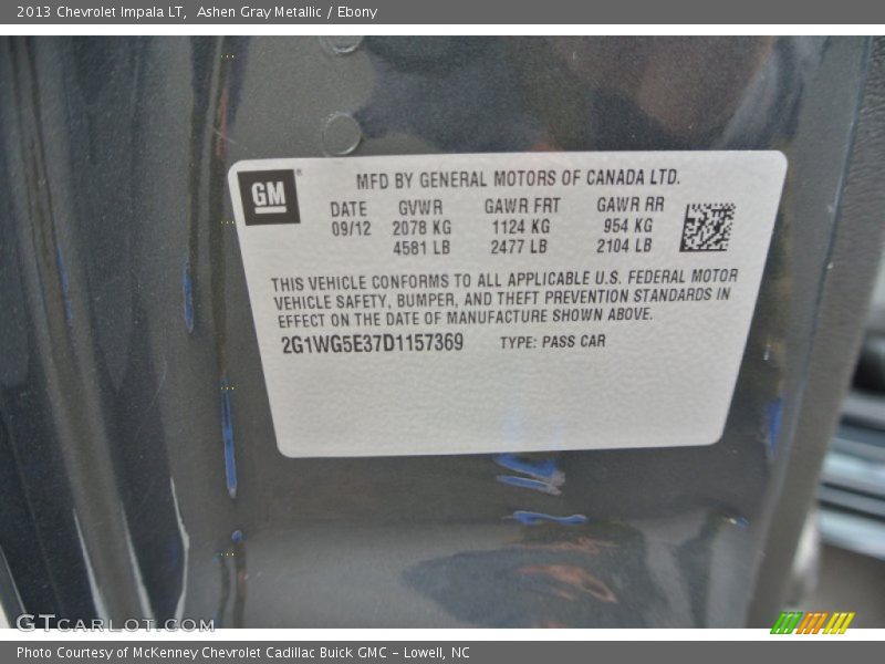Ashen Gray Metallic / Ebony 2013 Chevrolet Impala LT