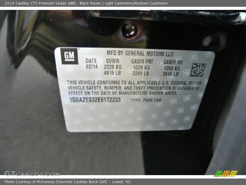 Black Raven / Light Cashmere/Medium Cashmere 2014 Cadillac CTS Premium Sedan AWD