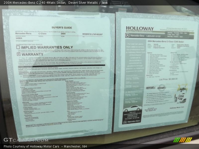 Desert Silver Metallic / Java 2004 Mercedes-Benz C 240 4Matic Sedan
