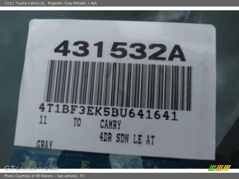 Magnetic Gray Metallic / Ash 2011 Toyota Camry LE