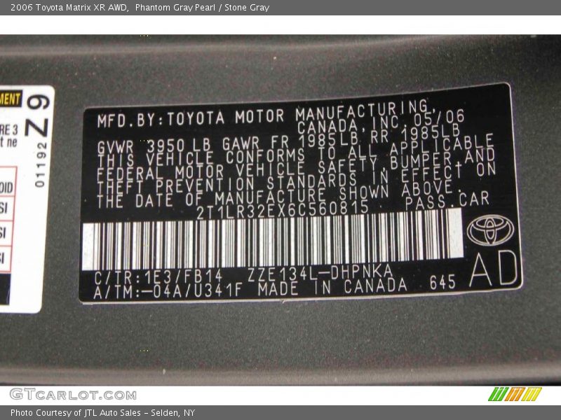 Phantom Gray Pearl / Stone Gray 2006 Toyota Matrix XR AWD
