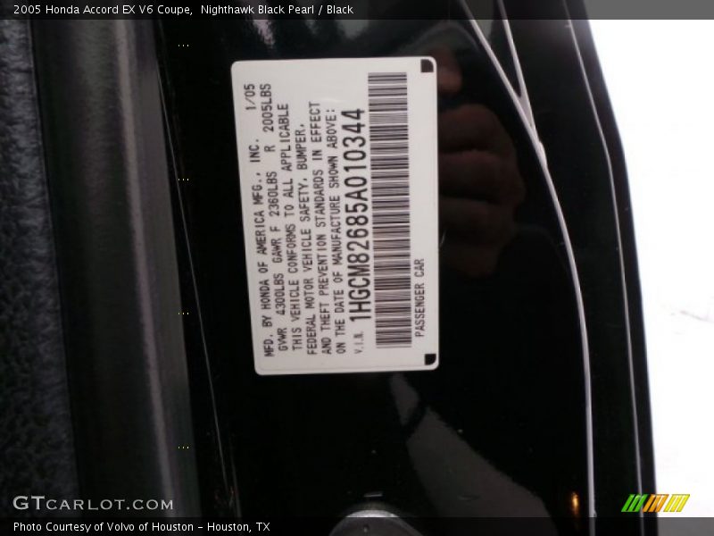 Nighthawk Black Pearl / Black 2005 Honda Accord EX V6 Coupe