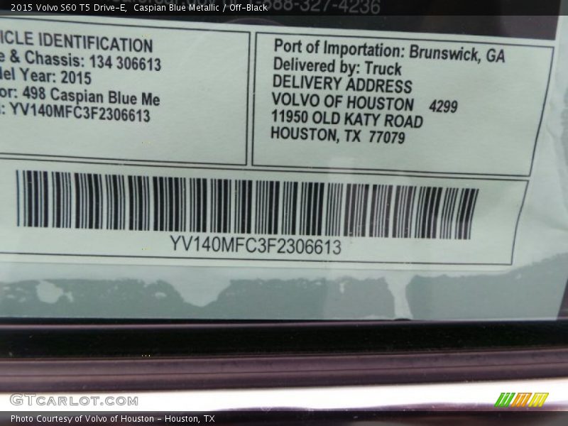 2015 S60 T5 Drive-E Window Sticker